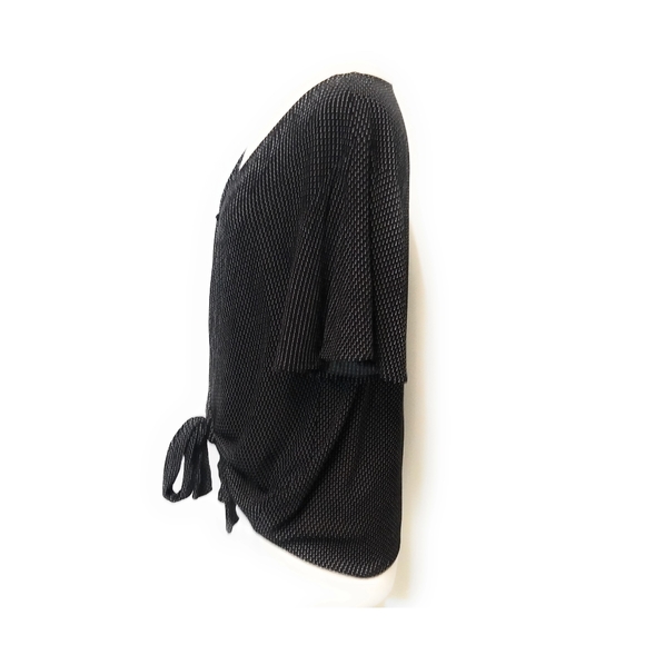 BLUE RAIN Polka Dot Button Front Top Tie Waist S - Picture 5 of 7